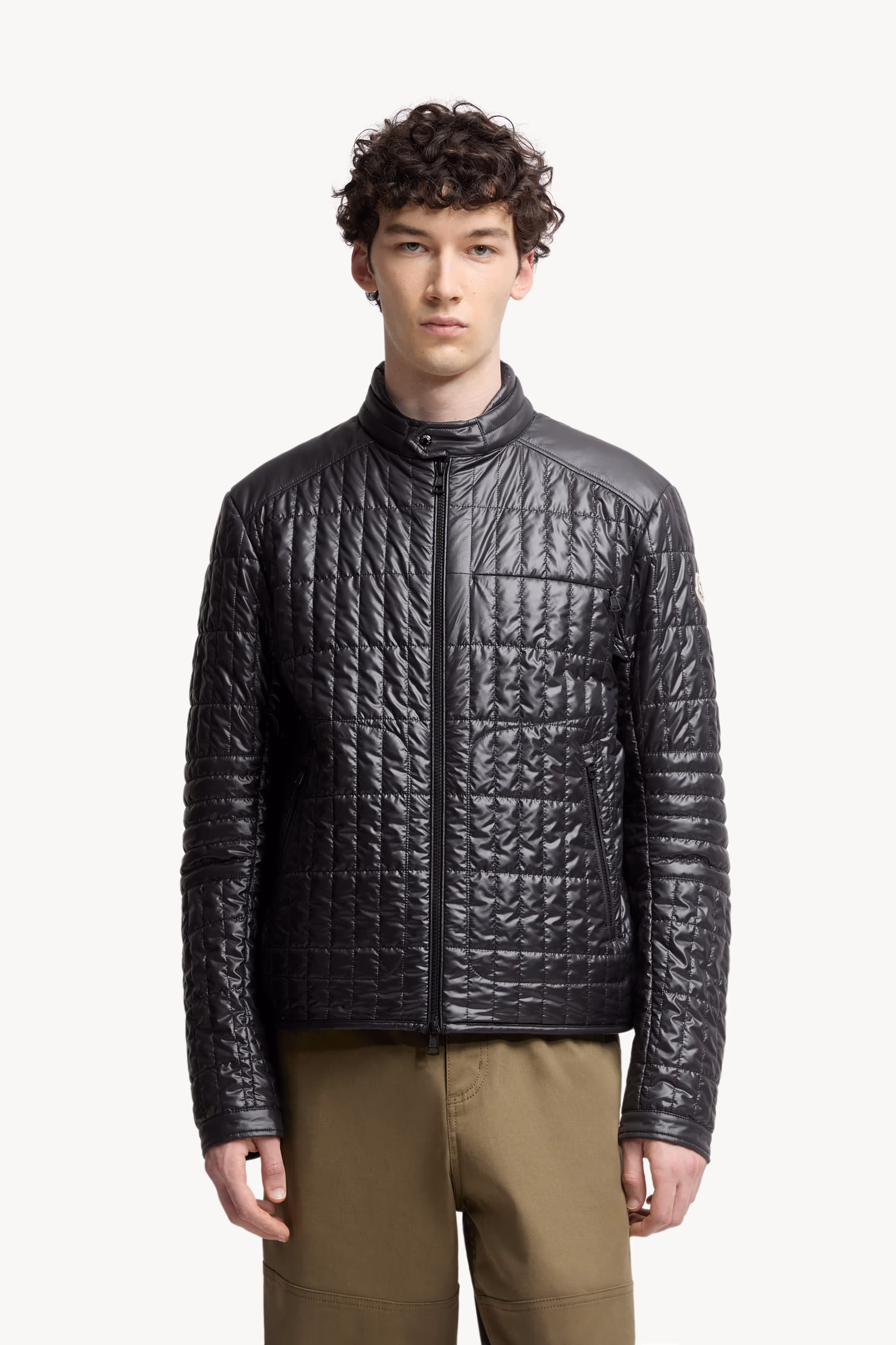 Lasne Vertical-Quilted Padded Biker Jacket Men Black Moncler 3
